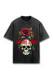 Skull and Roses- Oversized Unisex Acid Wash graphic t-shirt in black