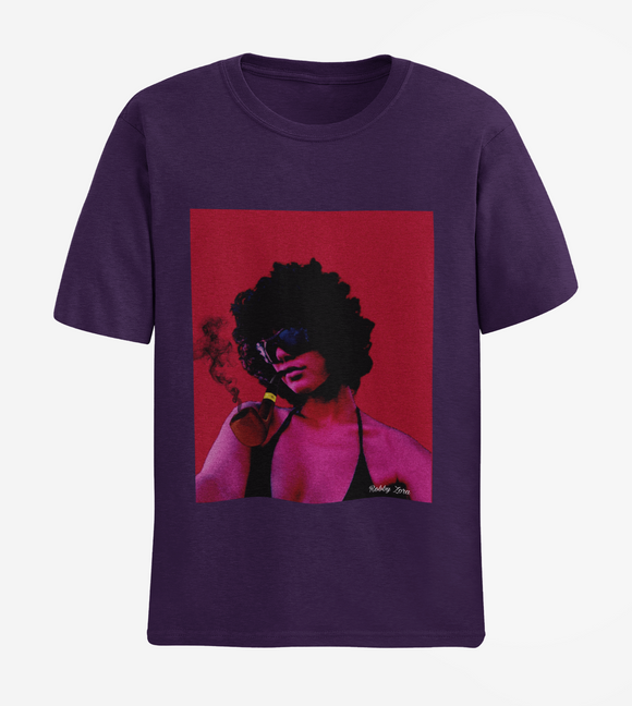 Pipe Smoking Girl- Purple Unisex Graphic Tee